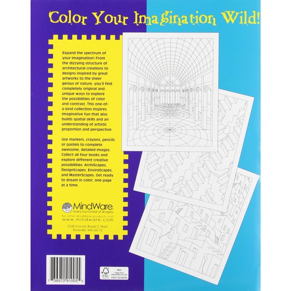 Archiscapes: Color Your Imagination Wild! [Paperback] Mindware and Turner, Adam - Picture 2 of 2